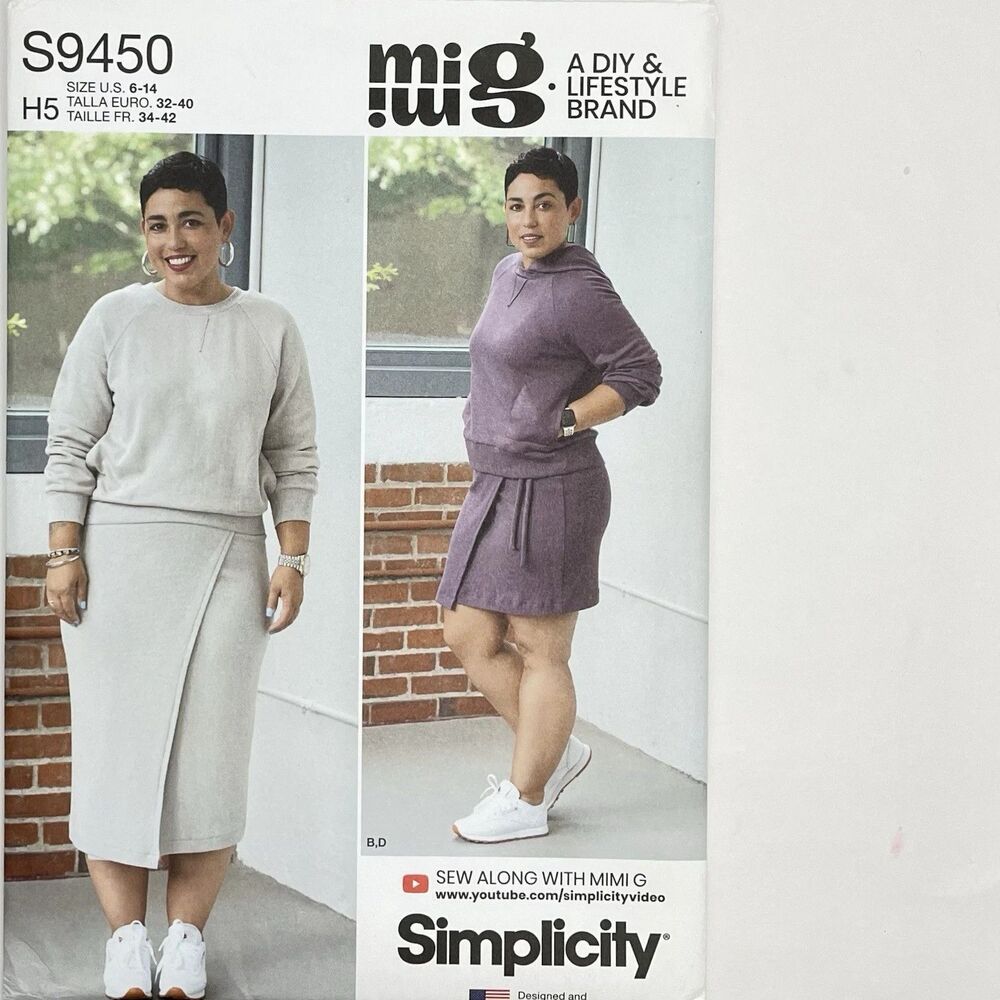 Simplicity S9450 Sewing Pattern Mimi G Knit Top Skirt Set Size H5 6-14 Uncut
